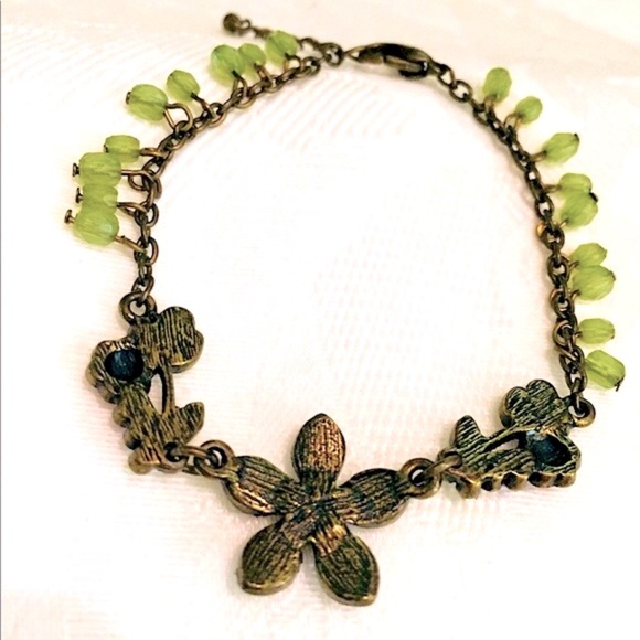 Vintage Purple Enamel & Pink Stone Floral Bracelet - Picture 5 of 6